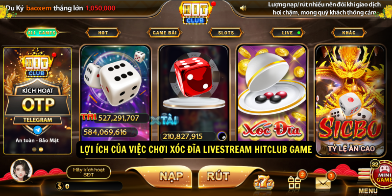 Lợi ích của việc chơi xóc đĩa livestream hitclub game